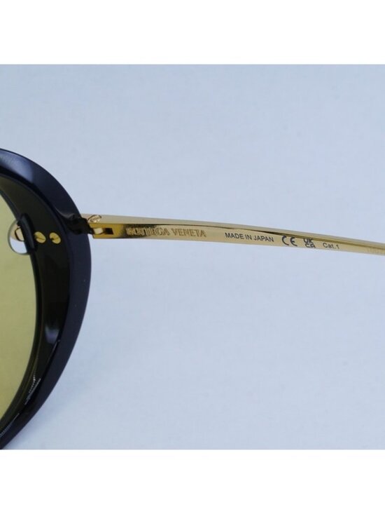 Bottega Veneta BV1273S 003 Sunglasses Black and Gold Geometric Frame, Yellow main image 6